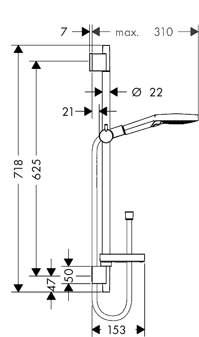 ЧертежHansgrohe Raindance Select S 120 /Unica 0.65 EcoSmart (26632000)