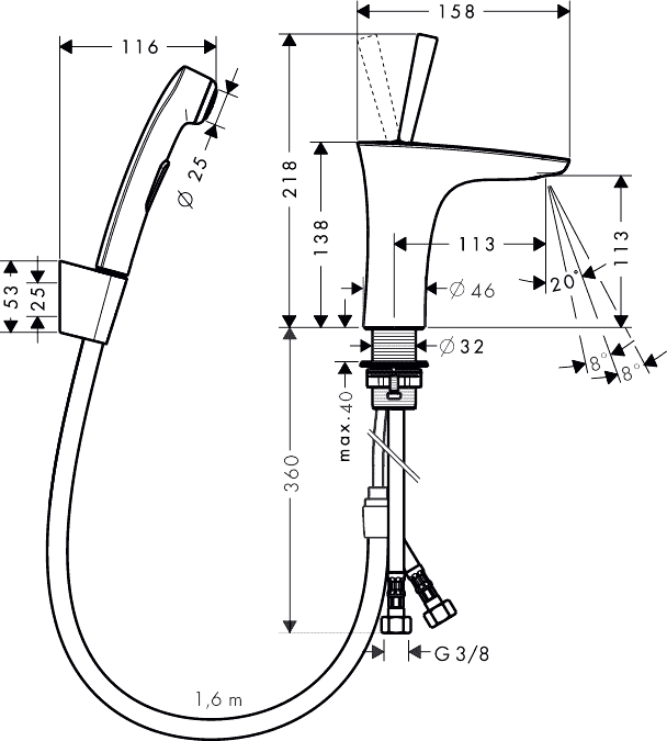 ЧертежHansgrohe PuraVida (15275400)