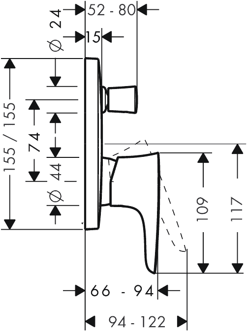 ЧертежHansgrohe PuraVida (15447400)