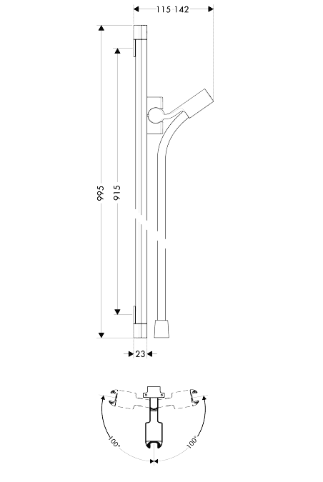 ЧертежHansgrohe PuraVida Unica 0.9 (27844000)