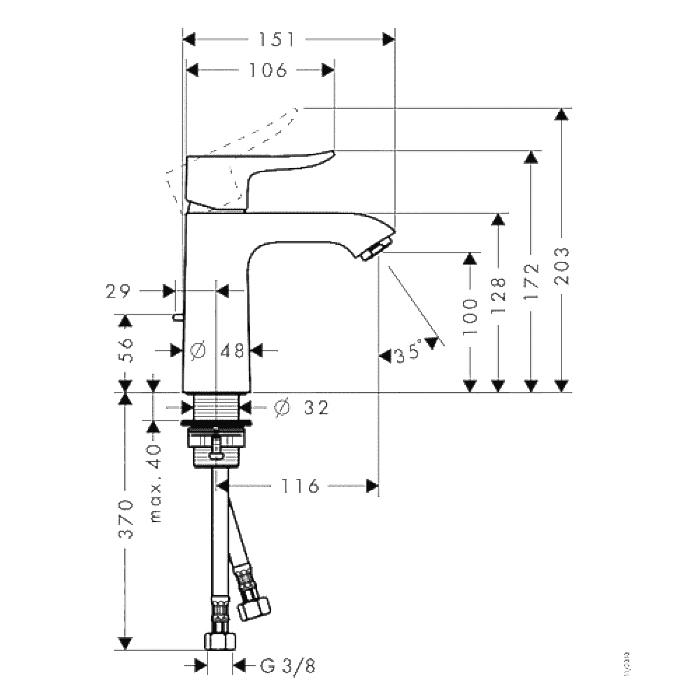 ЧертежHansgrohe Metris (31204000)