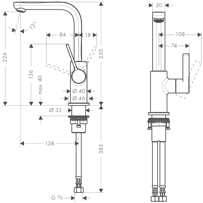 ЧертежHansgrohe Metris S (31161000)