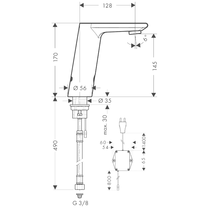 ЧертежHansgrohe Metris S (31102000)