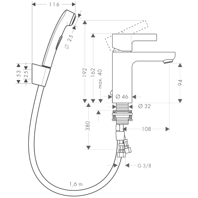 ЧертежHansgrohe Metris S (31160000)