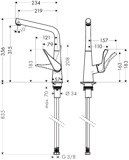 ЧертежHansgrohe Metris (14823000)