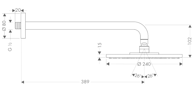 ЧертежHansgrohe Raindance S 240 Air 1jet EcoSmart (27461000)