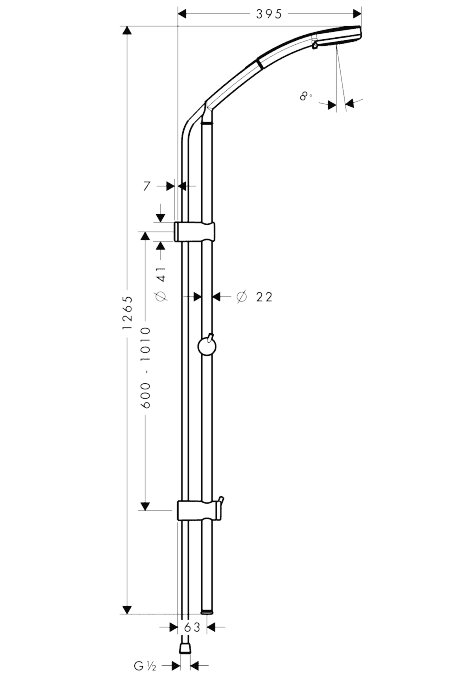 ЧертежHansgrohe Croma 100 Multi/ Unica'Reno Lift 1.05 (27791000)