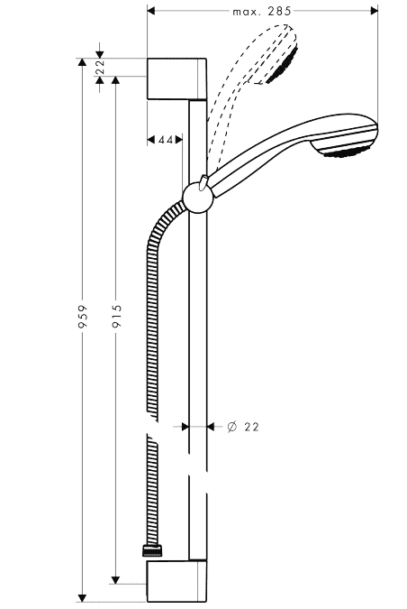 ЧертежHansgrohe Crometta 85 1jet/ Unica'Crometta 0.9 (27729000)