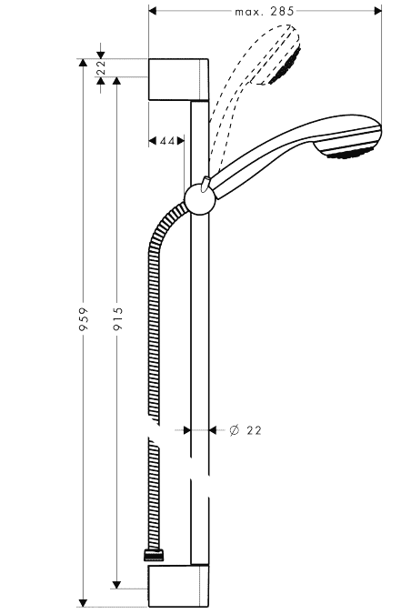 ЧертежHansgrohe Crometta 85 Green/ Unica'Crometta 0.9 (27651000)