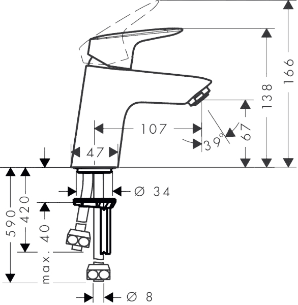 ЧертежHansgrohe Logis (71074000)