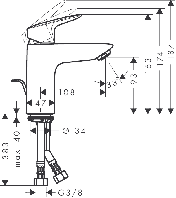 ЧертежHansgrohe Logis (71105000)