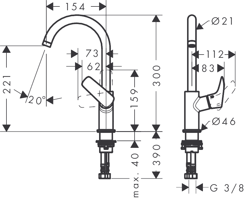ЧертежHansgrohe Logis (71131000)