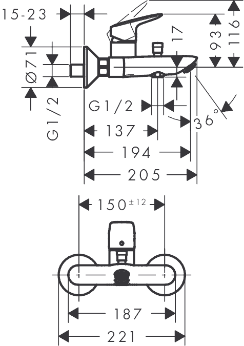 ЧертежHansgrohe Logis (71400000)