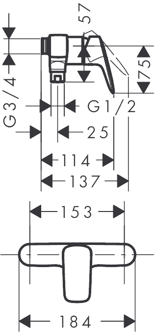 ЧертежHansgrohe Logis (71630000)