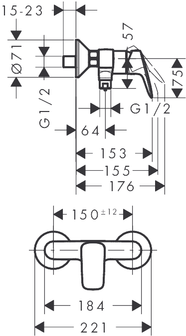 ЧертежHansgrohe Logis (71601000)