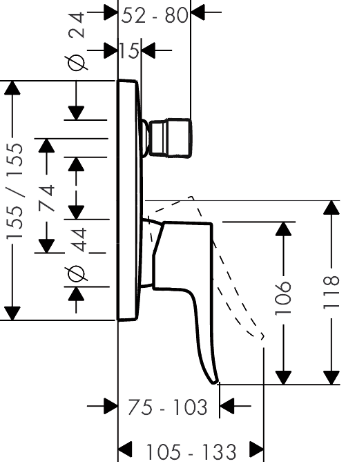 ЧертежHansgrohe Metris (31454000)