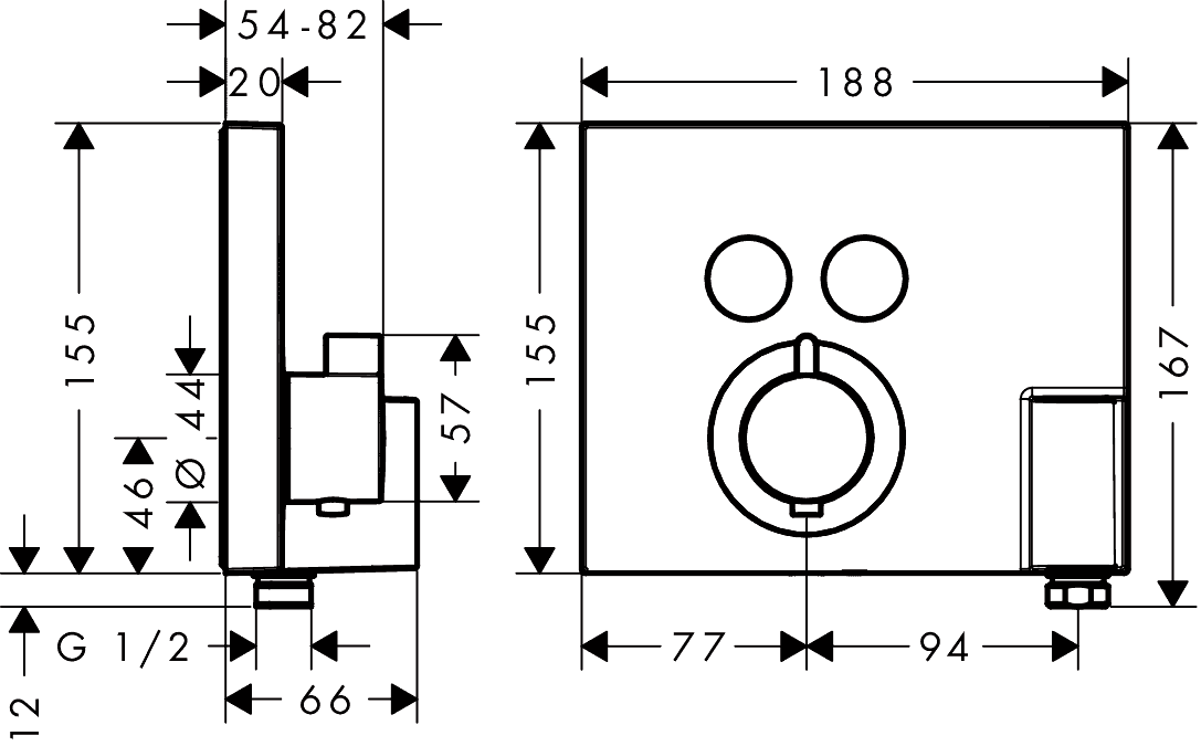 ЧертежHansgrohe ShowerSelect (15765000)