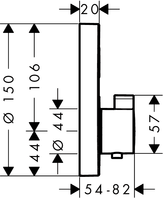 ЧертежHansgrohe ShowerSelect S (15744000)