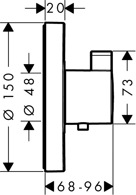 ЧертежHansgrohe ShowerSelect S Highflow (15741000)