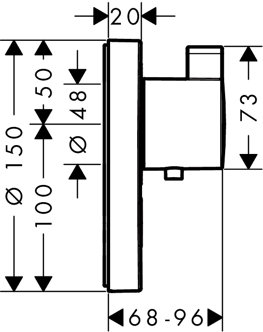 ЧертежHansgrohe ShowerSelect S Highflow (15742000)
