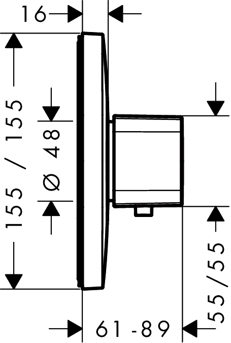 ЧертежHansgrohe Ecostat E Highflow (15706000)