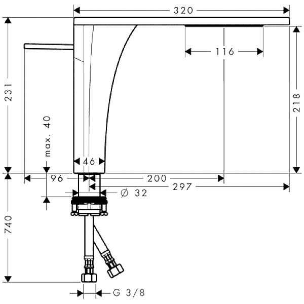 Чертеж Hansgrohe Axor Massaud (18020000)