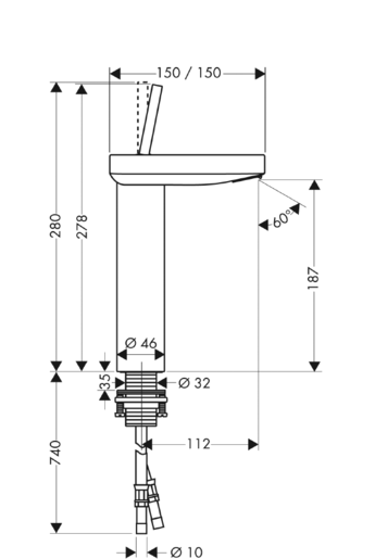 Чертеж Hansgrohe Axor Starck X (10071000)