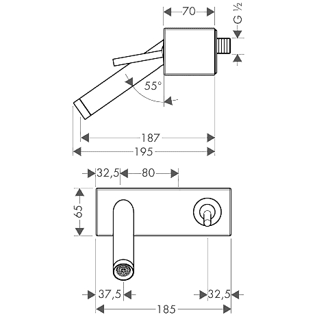 Чертеж Hansgrohe Axor Starck X (10074000)