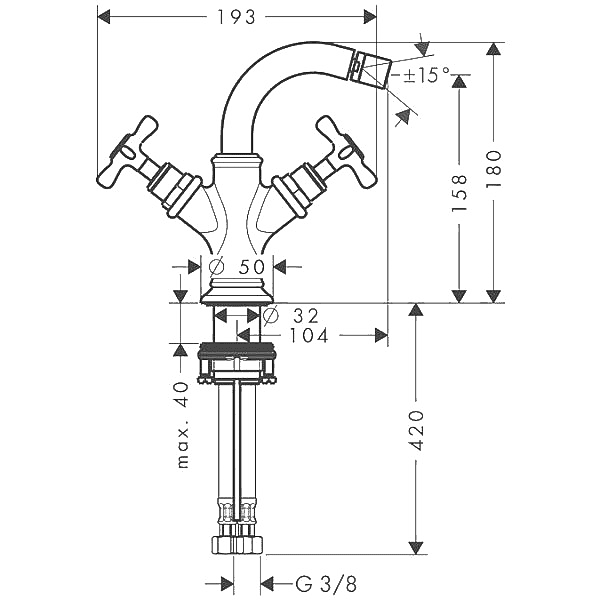Чертеж Hansgrohe Axor Montreux (16520000)