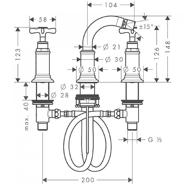 Чертеж Hansgrohe Axor Montreux (16523000)