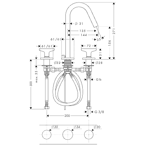 Чертеж Axor Citterio M (34135000)