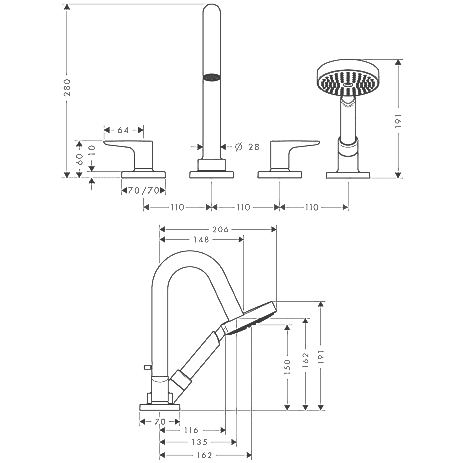 Чертеж Axor Citterio M (34444000)