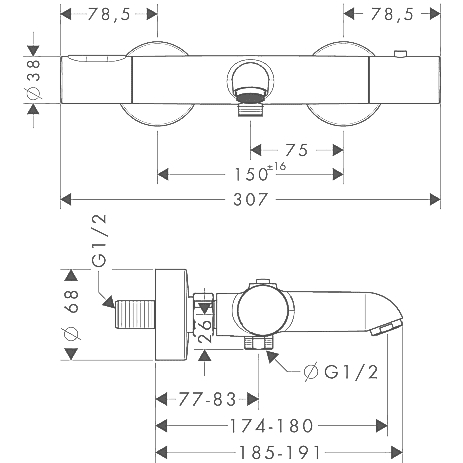 Чертеж Axor Citterio M (34435000)